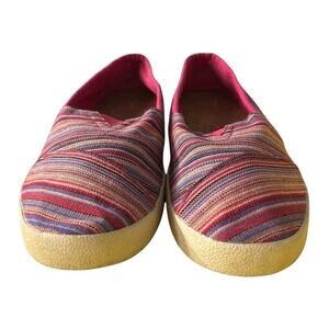 TOMS Multicolor Knit Slip-On Flats Pink Trim Women’s Size 8.5